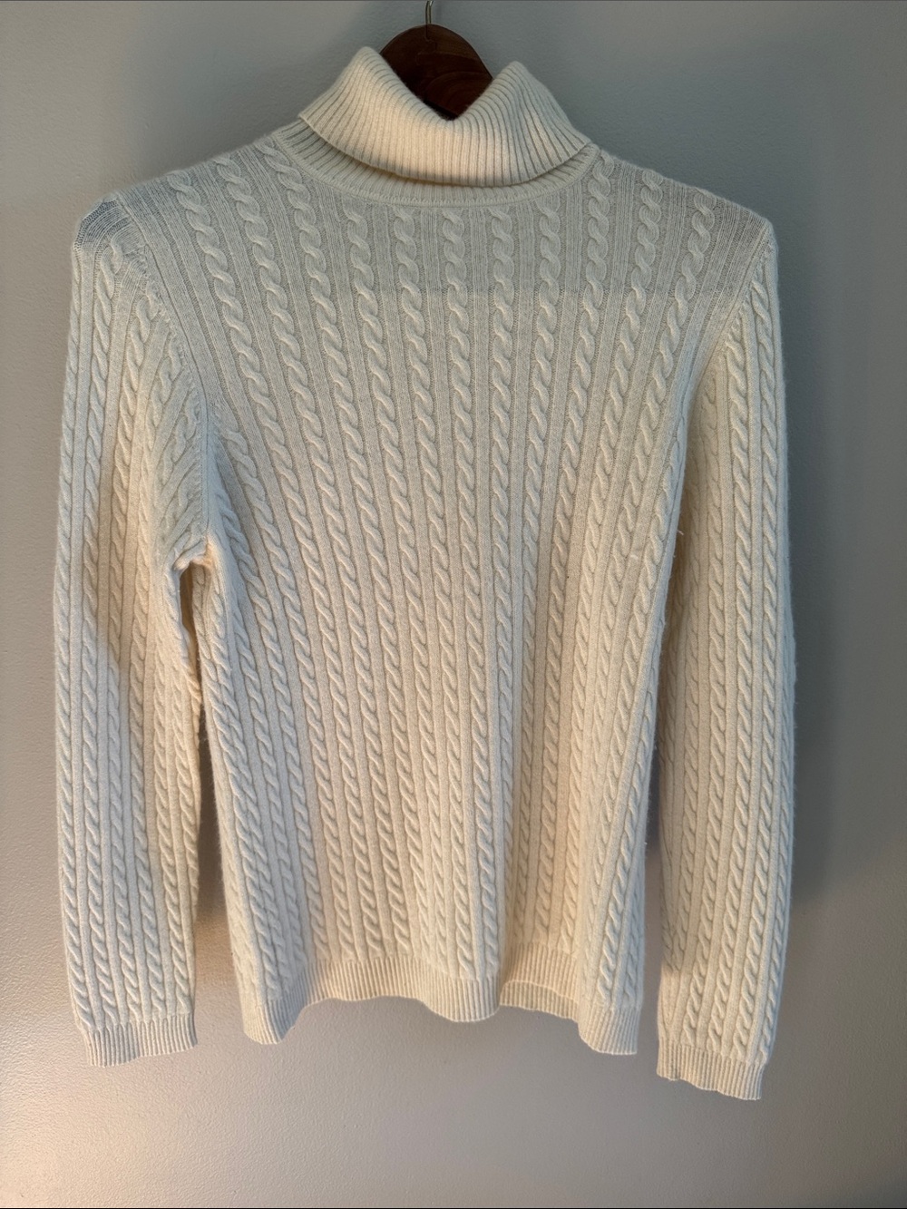 Charter Club Cashmere Cream Cable-Knit Turtleneck Sweater Large